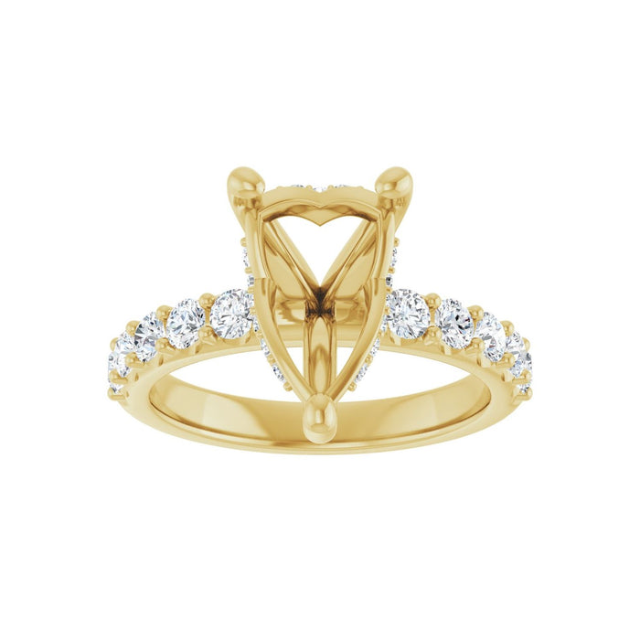 14K Yellow Gold 12x 8 mm Pear 3/4 CTW Lab-Grown Diamond Semi-Set Engagement Ring