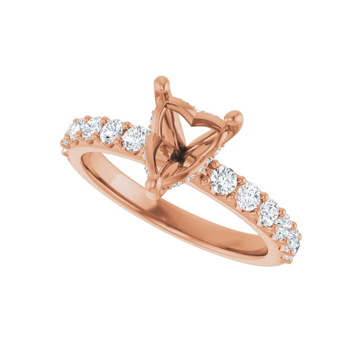 14K Rose Gold 7x 7 mm Heart 1/2 CTW Lab-Grown Diamond Semi-Set Engagement Ring