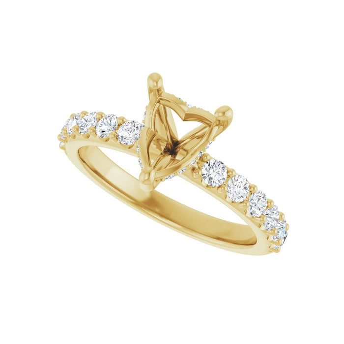 14K Yellow Gold 7x 7 mm Heart 1/2 CTW Lab-Grown Diamond Semi-Set Engagement Ring