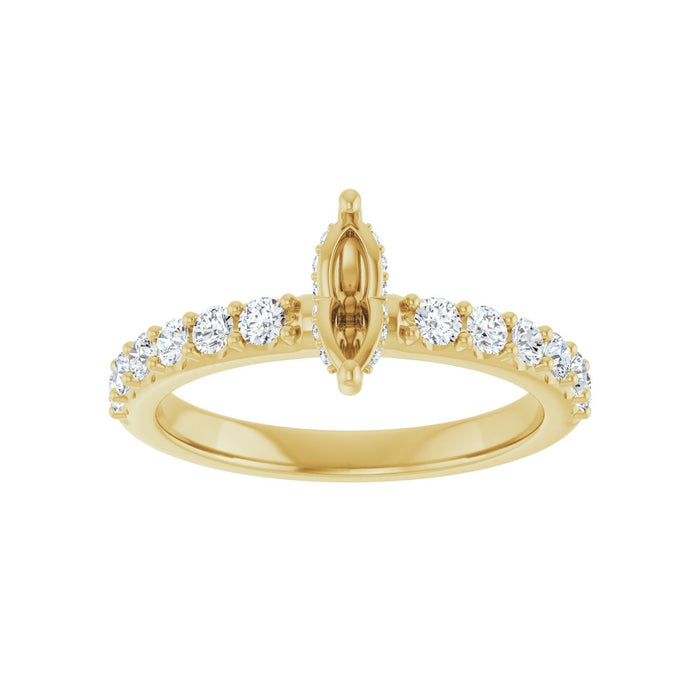14K Yellow Gold 7x 3.5 mm Marquise 1/2 CTW Lab-Grown Diamond Semi-Set Engagement Ring
