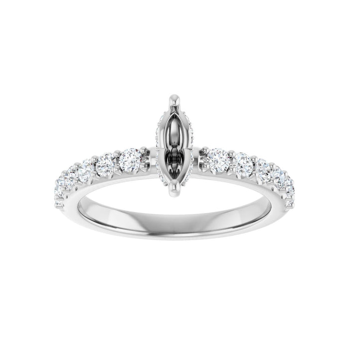 14K White Gold 7x 3.5 mm Marquise 1/2 CTW Lab-Grown Diamond Semi-Set Engagement Ring