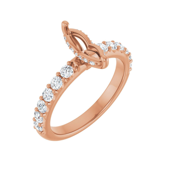 14K Rose Gold 9x 4.5 mm Marquise 5/8 CTW Lab-Grown Diamond Semi-Set Engagement Ring