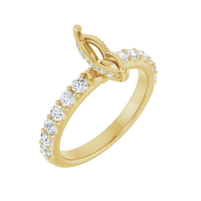 14K Yellow Gold 9x 4.5 mm Marquise 5/8 CTW Lab-Grown Diamond Semi-Set Engagement Ring