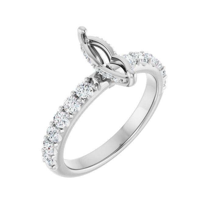 14K White Gold 9x 4.5 mm Marquise 5/8 CTW Lab-Grown Diamond Semi-Set Engagement Ring
