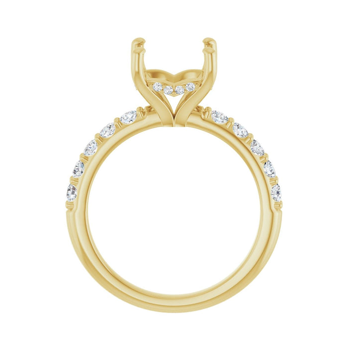 14K Yellow Gold 8x 8 mm Asscher 1/2 CTW Lab-Grown Diamond Semi-Set Engagement Ring