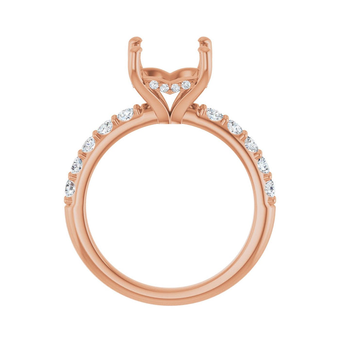 14K Rose Gold 8x 8 mm Asscher 1/2 CTW Lab-Grown Diamond Semi-Set Engagement Ring