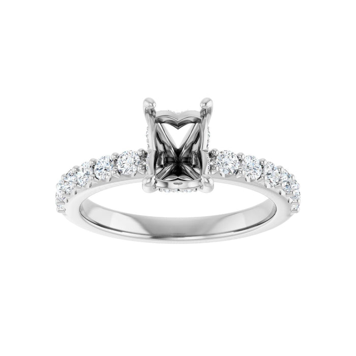 Platinum 7x5 mm Emerald 1/2 CTW Lab-Grown Diamond Semi-Set Engagement Ring