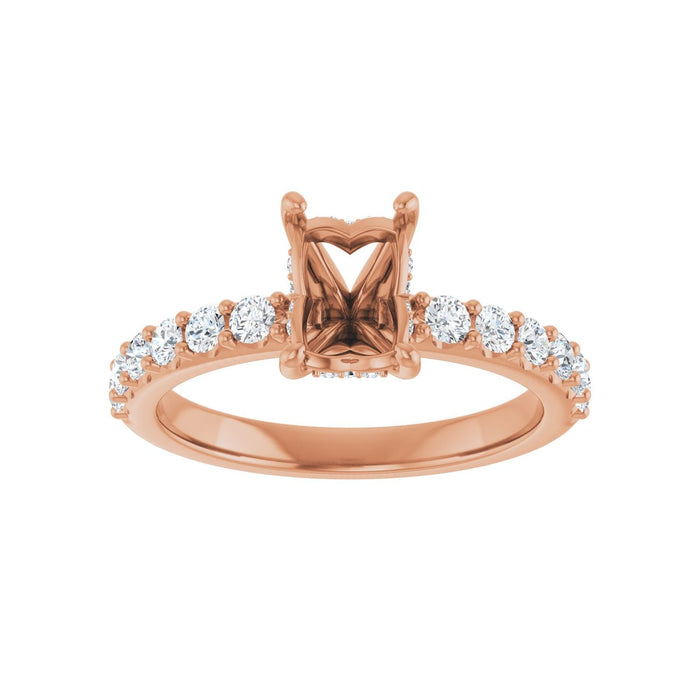 14K Rose Gold 7x5 mm Emerald 1/2 CTW Lab-Grown Diamond Semi-Set Engagement Ring
