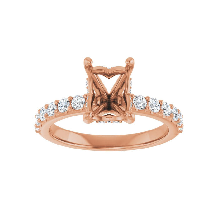 14K Rose Gold 8x6 mm Emerald 1/2 CTW Lab-Grown Diamond Semi-Set Engagement Ring