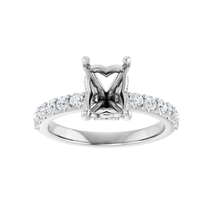Platinum 8x6 mm Emerald 1/2 CTW Lab-Grown Diamond Semi-Set Engagement Ring