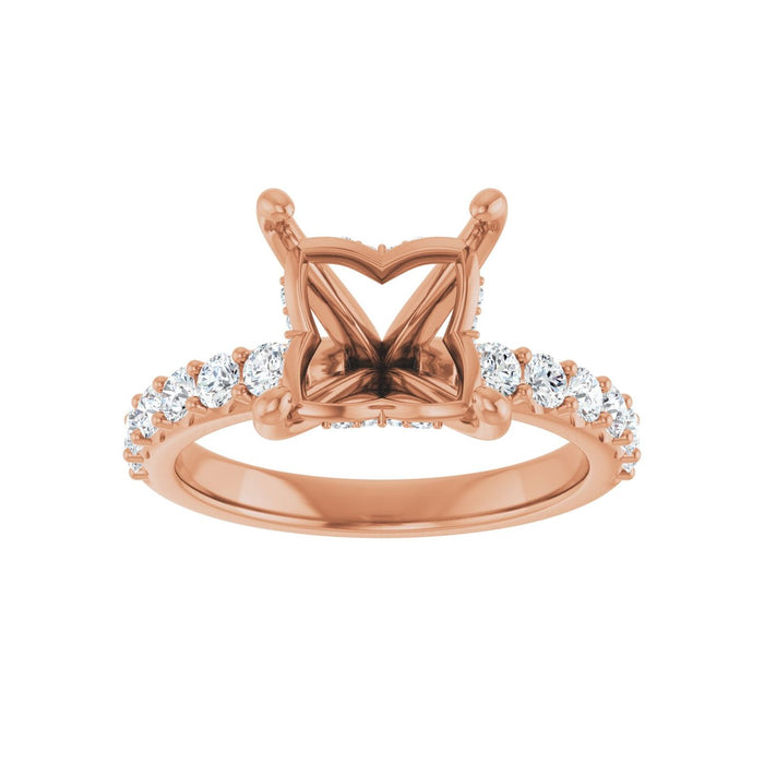 14K Rose Gold 7.5x 7.5 mm Square 1/2 CTW Lab-Grown Diamond Semi-Set Engagement Ring