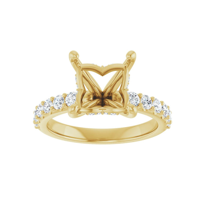 14K Yellow Gold 7.5x 7.5 mm Square 1/2 CTW Lab-Grown Diamond Semi-Set Engagement Ring