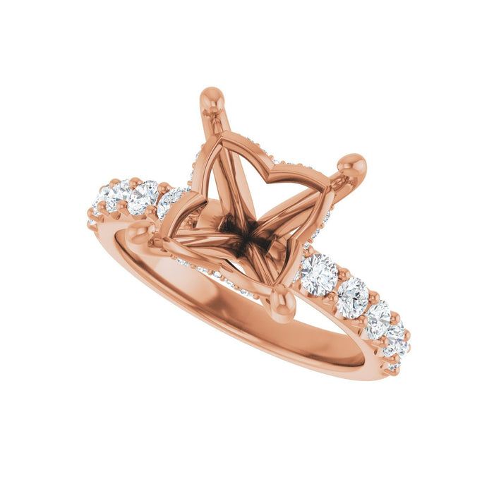 14K Rose Gold 8x 8 mm Square 5/8 CTW Lab-Grown Diamond Semi-Set Engagement Ring
