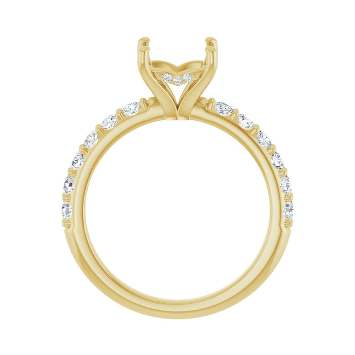 14K Yellow Gold 6x 6 mm Square 1/2 CTW Lab-Grown Diamond Semi-Set Engagement Ring
