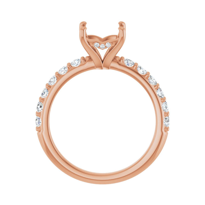 14K Rose Gold 6x 6 mm Square 1/2 CTW Lab-Grown Diamond Semi-Set Engagement Ring