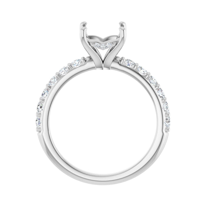 14K White Gold 6x 6 mm Square 1/2 CTW Lab-Grown Diamond Semi-Set Engagement Ring