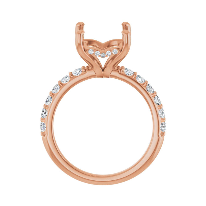 14K Rose Gold 11x9 mm Emerald 5/8 CTW Lab-Grown Diamond Semi-Set Engagement Ring