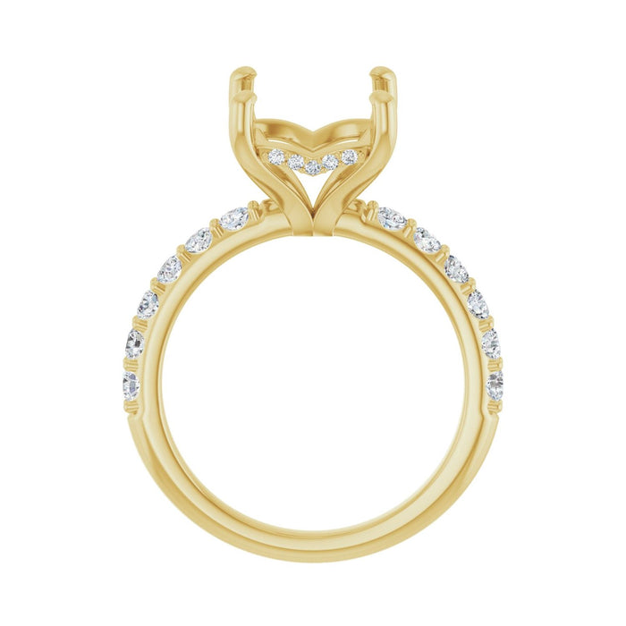 14K Yellow Gold 11x9 mm Emerald 5/8 CTW Lab-Grown Diamond Semi-Set Engagement Ring