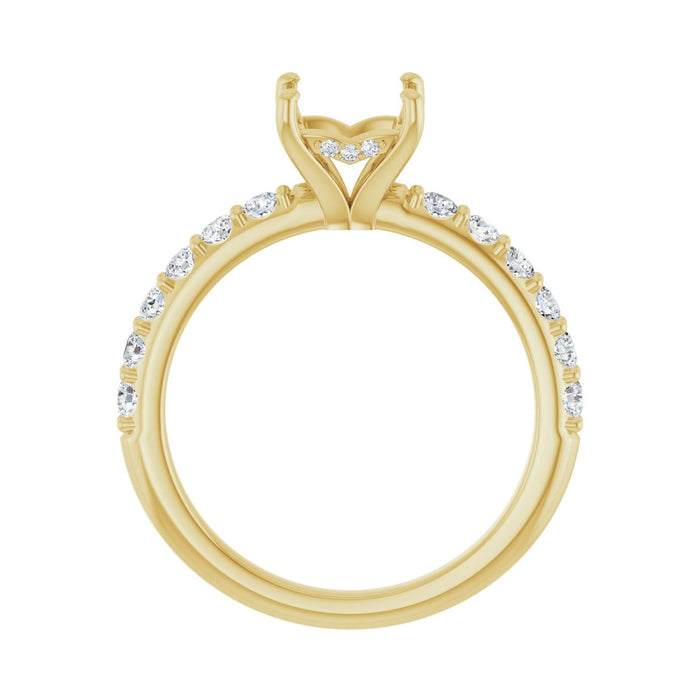 14K Yellow Gold 5.5x 5.5 mm Square 1/2 CTW Lab-Grown Diamond Semi-Set Engagement Ring