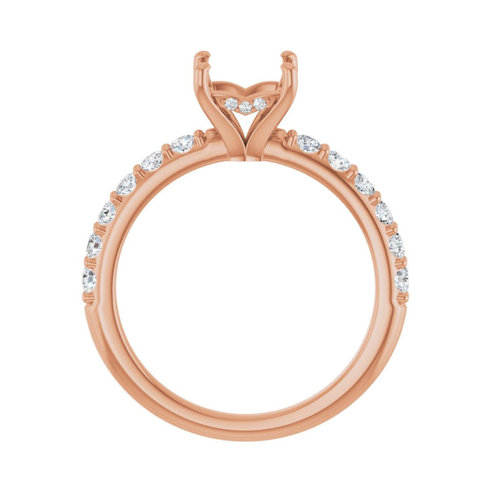 14K Rose Gold 5.5x 5.5 mm Square 1/2 CTW Lab-Grown Diamond Semi-Set Engagement Ring