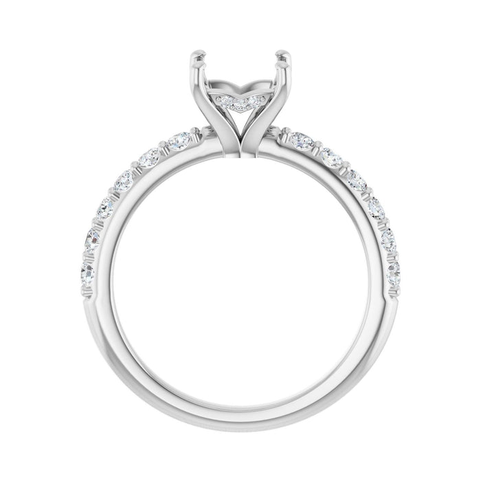 Platinum 5.5x 5.5 mm Square 1/2 CTW Lab-Grown Diamond Semi-Set Engagement Ring
