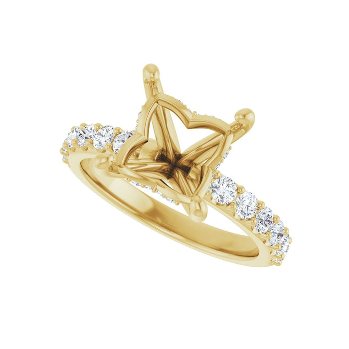 14K Yellow Gold 7.5x 7.5 mm Square 1/2 CTW Lab-Grown Diamond Semi-Set Engagement Ring