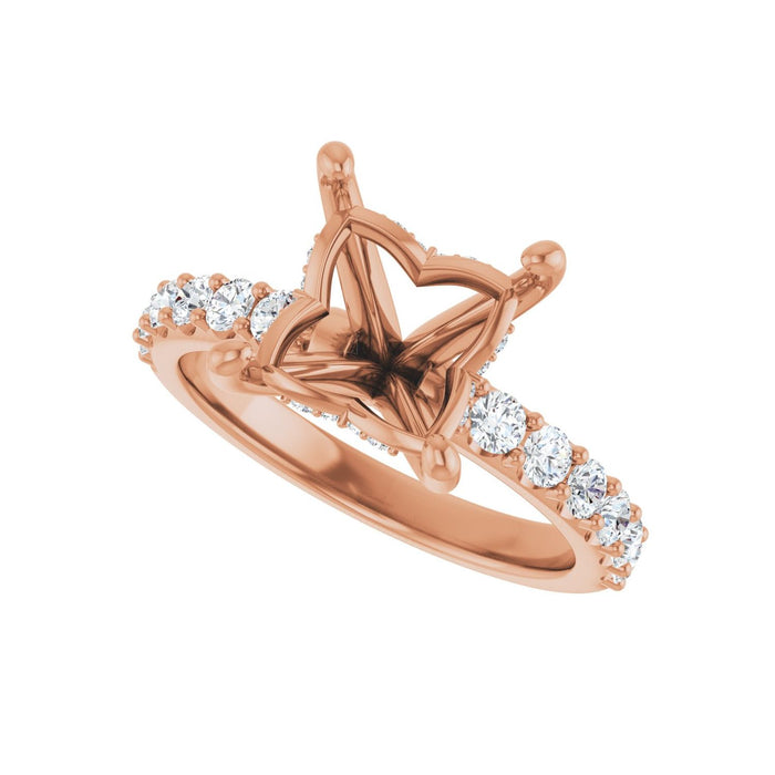 14K Rose Gold 7.5x 7.5 mm Square 1/2 CTW Lab-Grown Diamond Semi-Set Engagement Ring
