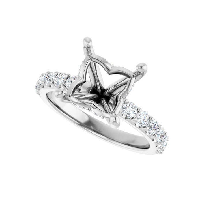 Platinum 7.5x 7.5 mm Square 1/2 CTW Lab-Grown Diamond Semi-Set Engagement Ring