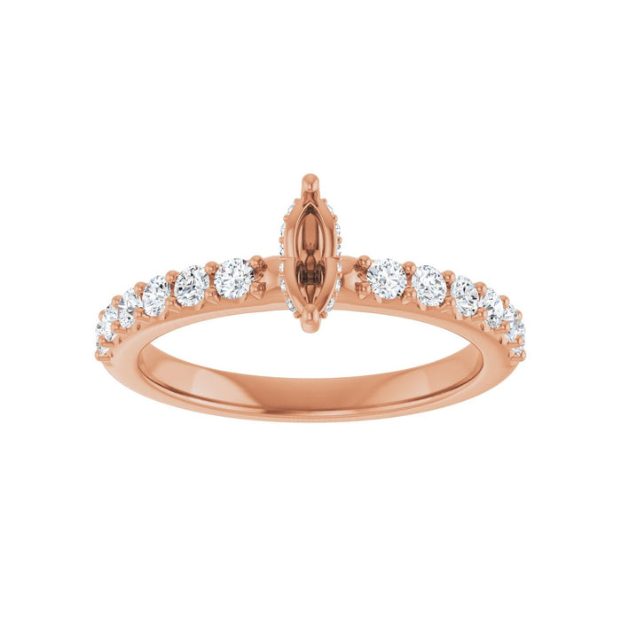 14K Rose Gold 6x 3.5 mm Marquise 3/8 CTW Lab-Grown Diamond Semi-Set Engagement Ring