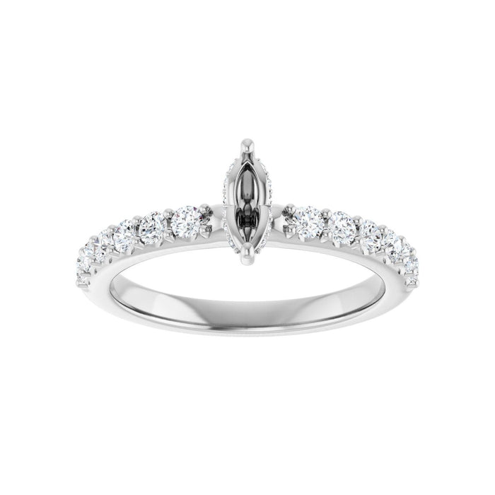 14K White Gold 6x 3.5 mm Marquise 3/8 CTW Lab-Grown Diamond Semi-Set Engagement Ring