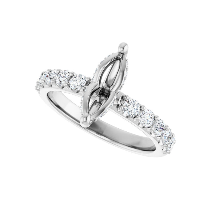 Platinum 10x 5 mm Marquise 5/8 CTW Lab-Grown Diamond Semi-Set Engagement Ring