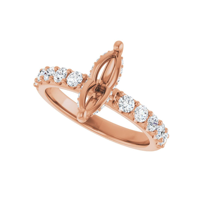 14K Rose Gold 10x 5 mm Marquise 5/8 CTW Lab-Grown Diamond Semi-Set Engagement Ring
