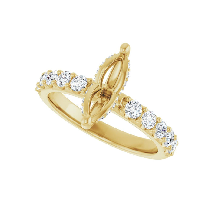 14K Yellow Gold 10x 5 mm Marquise 5/8 CTW Lab-Grown Diamond Semi-Set Engagement Ring