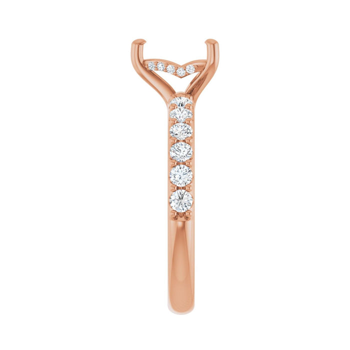 14K Rose Gold 7x 7 mm Heart 1/2 CTW Lab-Grown Diamond Semi-Set Engagement Ring
