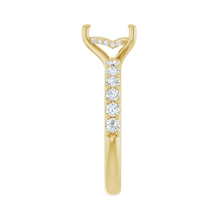 14K Yellow Gold 7x 7 mm Heart 1/2 CTW Lab-Grown Diamond Semi-Set Engagement Ring