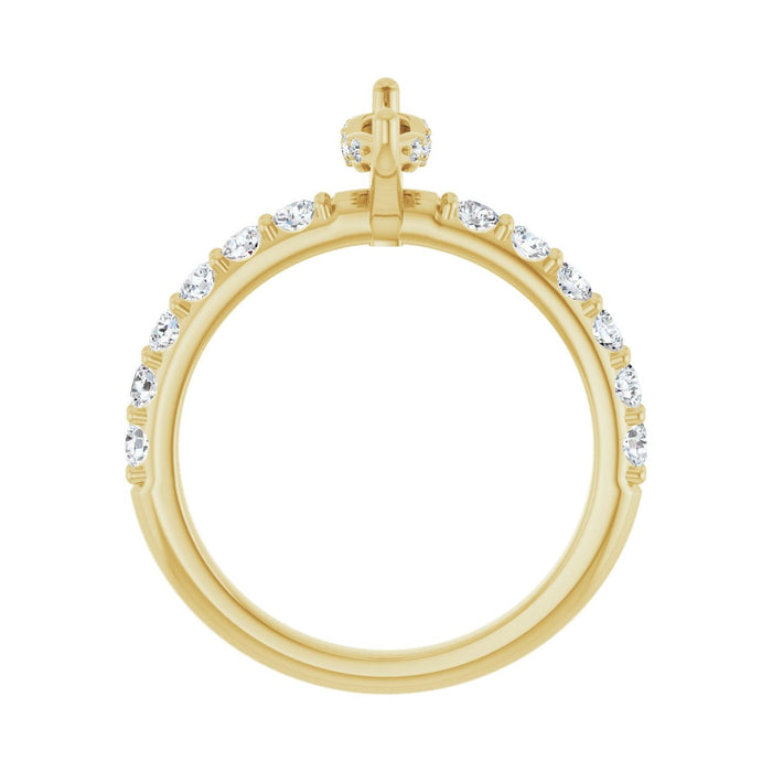 14K Yellow Gold 9x 4.5 mm Marquise 5/8 CTW Lab-Grown Diamond Semi-Set Engagement Ring