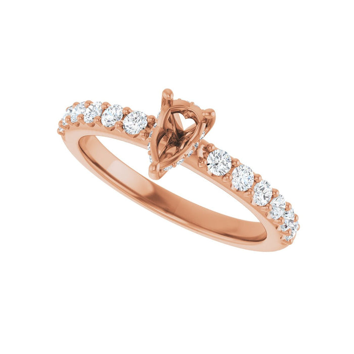 14K Rose Gold 6x 4 mm Pear 3/8 CTW Lab-Grown Diamond Semi-Set Engagement Ring