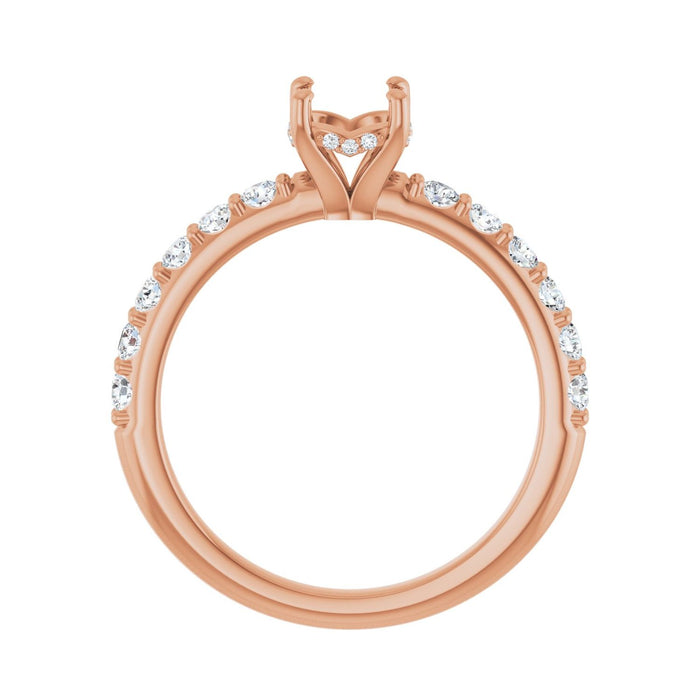 14K Rose Gold 5.8 mm Round 1/2 CTW Lab-Grown Diamond Semi-Set Engagement Ring