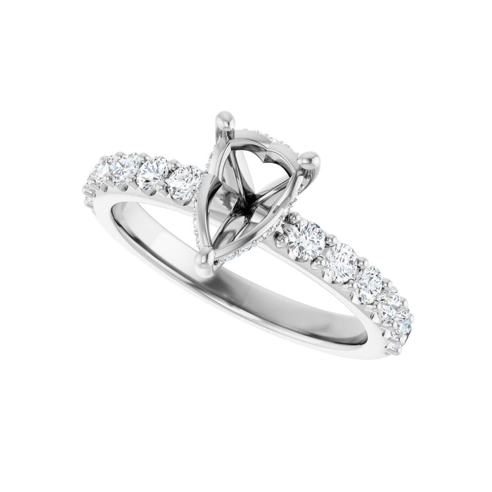 Platinum 8x 6 mm Pear 1/2 CTW Lab-Grown Diamond Semi-Set Engagement Ring