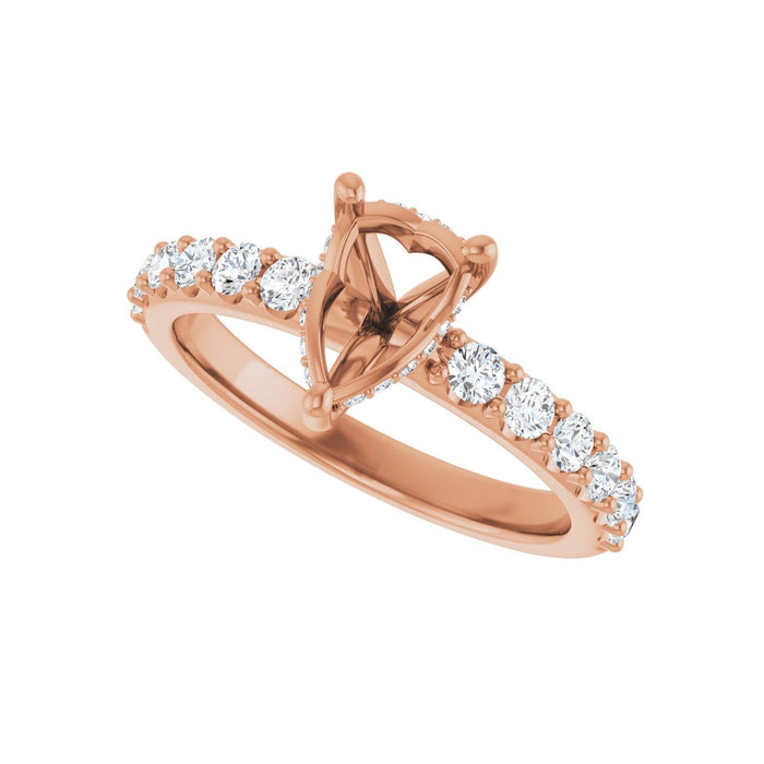 14K Rose Gold 8x 6 mm Pear 1/2 CTW Lab-Grown Diamond Semi-Set Engagement Ring