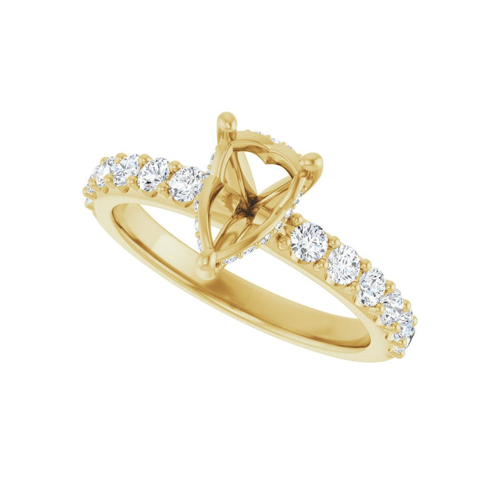 14K Yellow Gold 8x 6 mm Pear 1/2 CTW Lab-Grown Diamond Semi-Set Engagement Ring