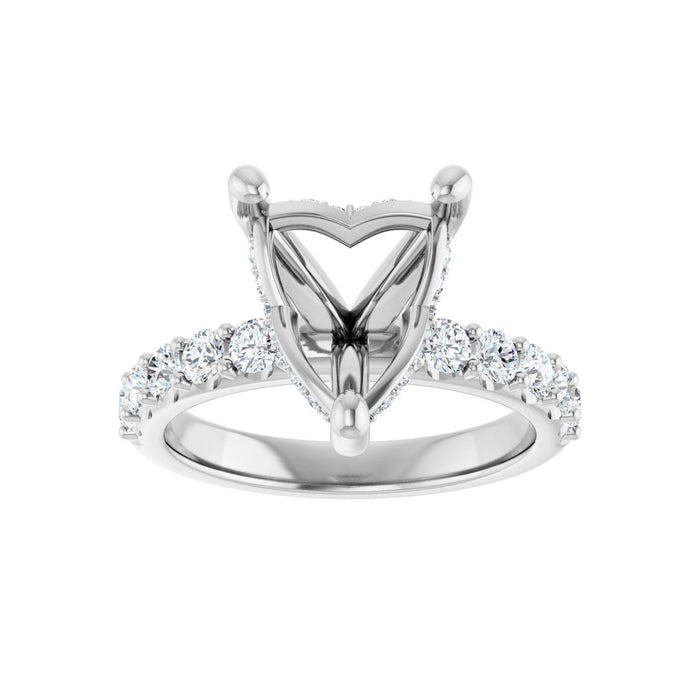 14K White Gold 10x 10 mm Heart 3/4 CTW Lab-Grown Diamond Semi-Set Engagement Ring