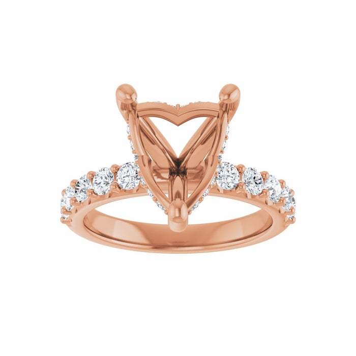 14K Rose Gold 10x 10 mm Heart 3/4 CTW Lab-Grown Diamond Semi-Set Engagement Ring