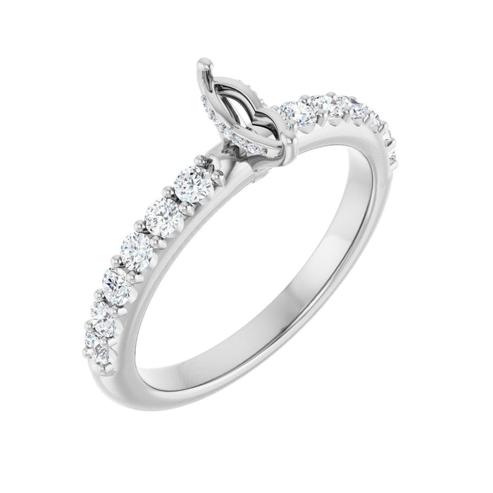 Platinum 6x 3 mm Marquise 3/8 CTW Lab-Grown Diamond Semi-Set Engagement Ring