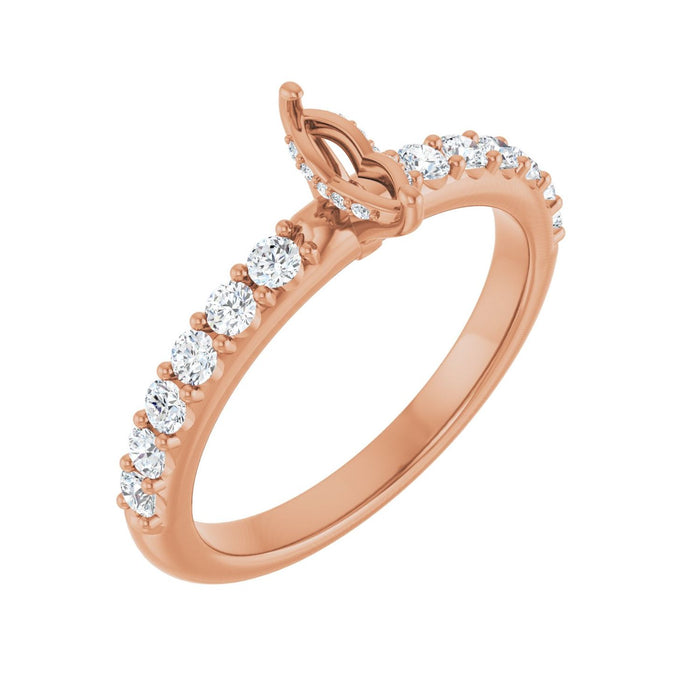 14K Rose Gold 6x 3 mm Marquise 3/8 CTW Lab-Grown Diamond Semi-Set Engagement Ring
