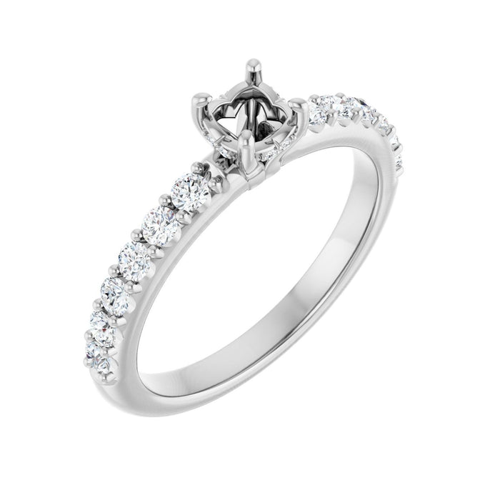 14K White Gold 4.4 mm Round 3/8 CTW Lab-Grown Diamond Semi-Set Engagement Ring