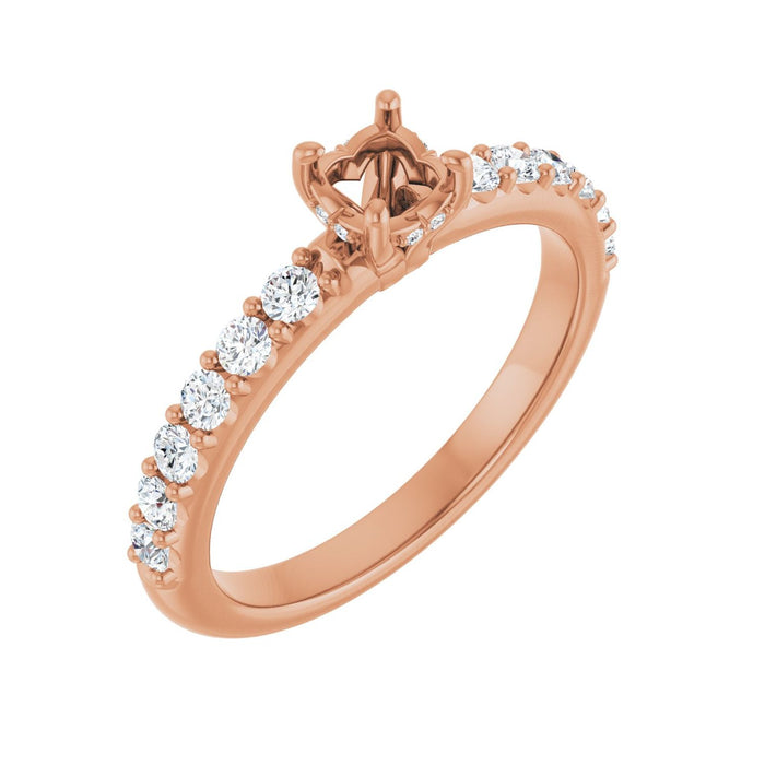 14K Rose Gold 4.4 mm Round 3/8 CTW Lab-Grown Diamond Semi-Set Engagement Ring