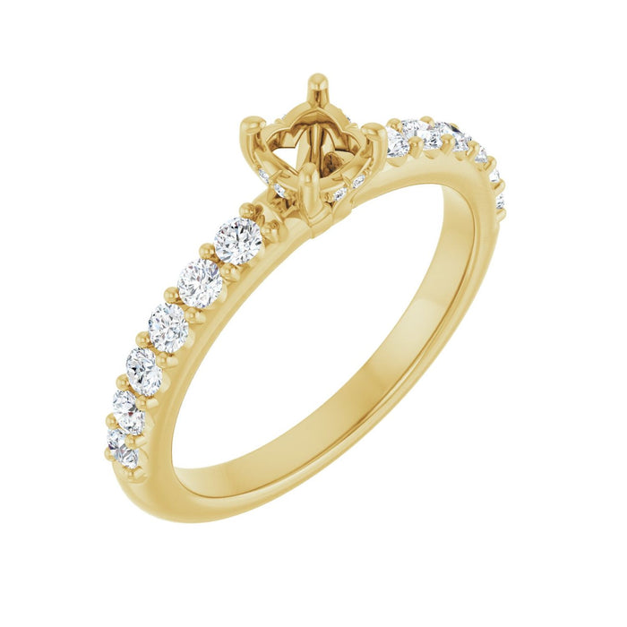 14K Yellow Gold 4.4 mm Round 3/8 CTW Lab-Grown Diamond Semi-Set Engagement Ring