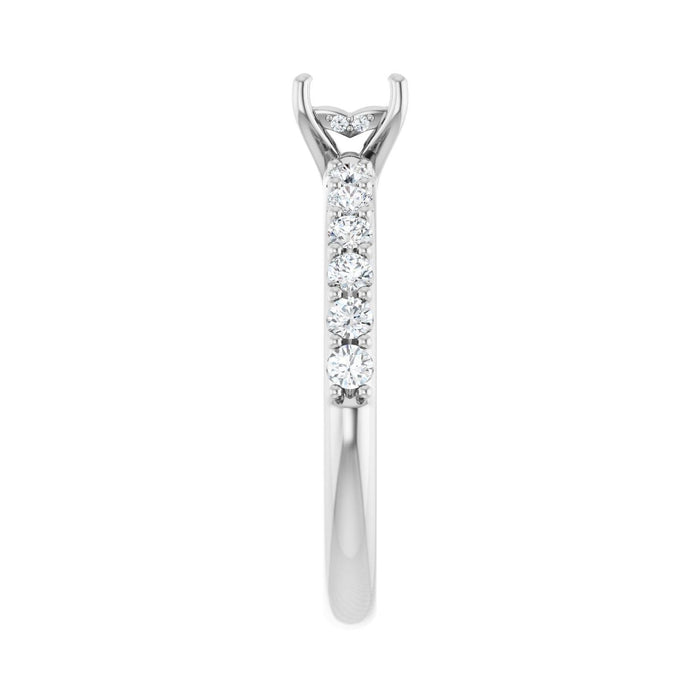 Platinum 4x 4 mm Square 3/8 CTW Lab-Grown Diamond Semi-Set Engagement Ring