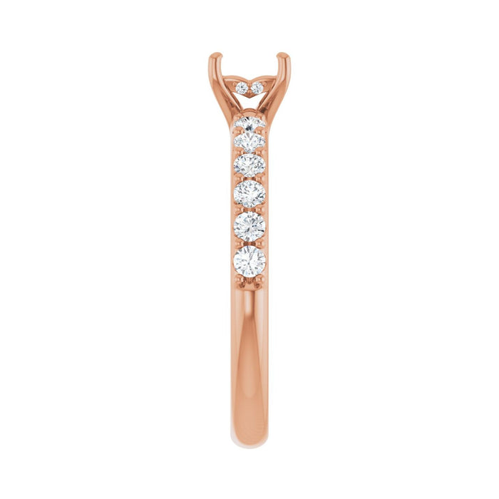 14K Rose Gold 4x 4 mm Square 3/8 CTW Lab-Grown Diamond Semi-Set Engagement Ring